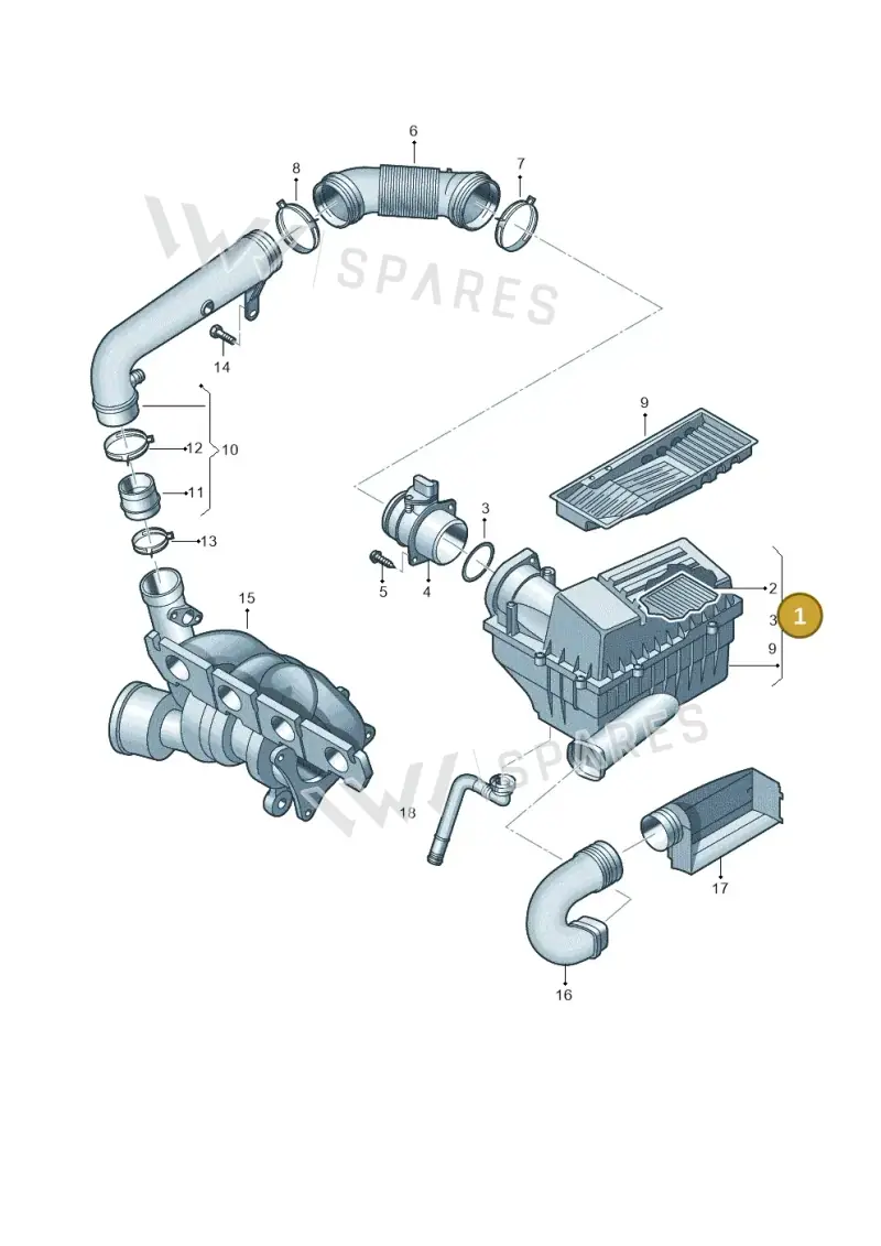 1K0129607AS — Volkswagen Passat CC (2011-2016) diagram 627129600, position 1