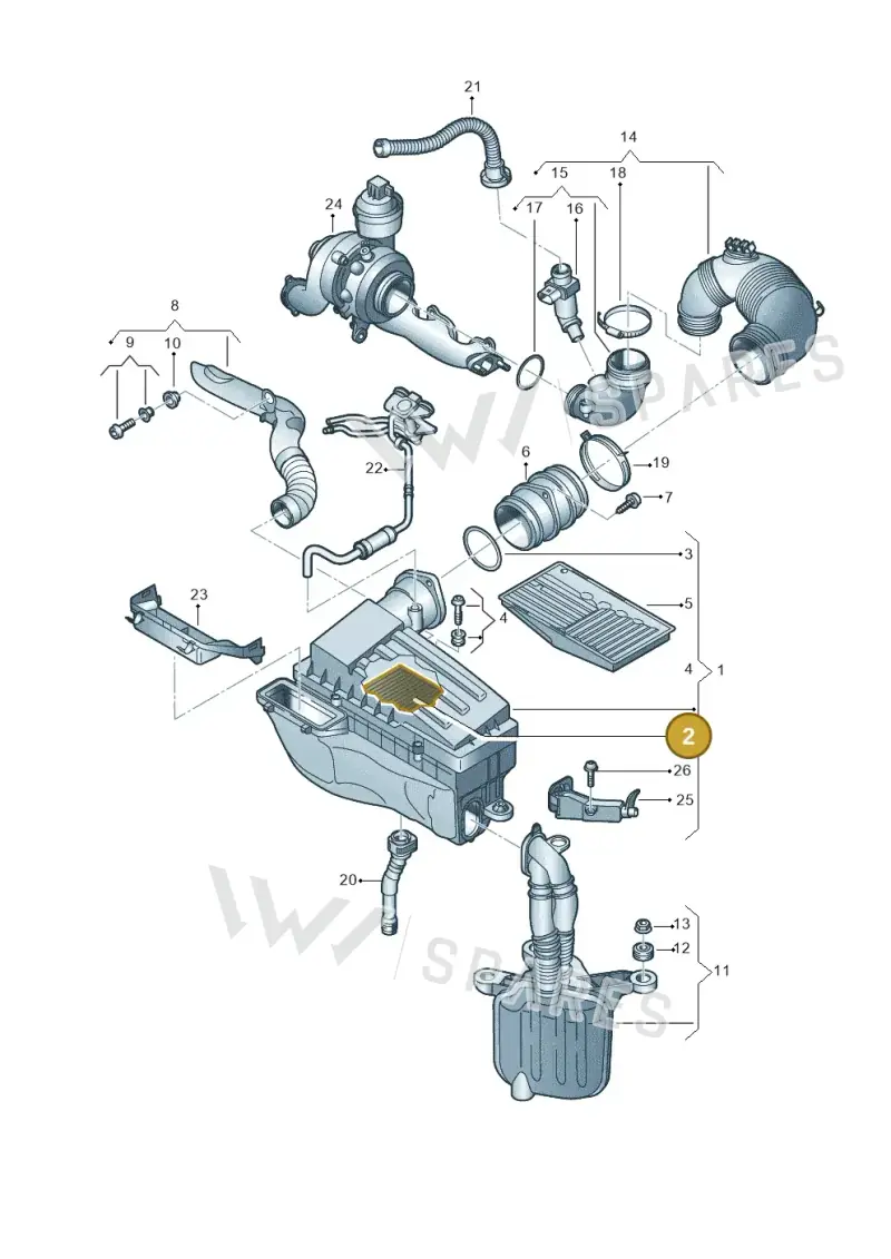1K0129620D — Volkswagen Jetta (2014-2017) diagram 786129250, position 2