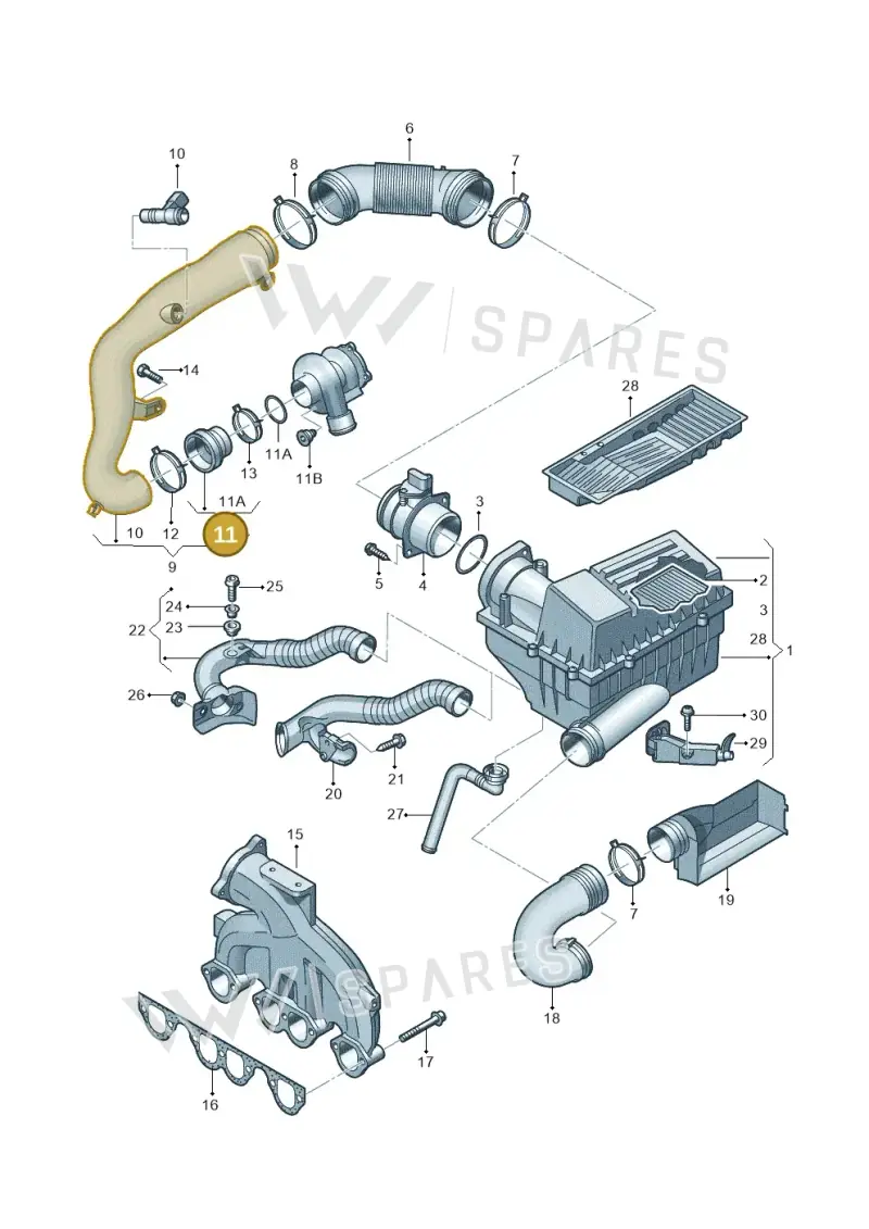 1K0129627B — Volkswagen Touran 1.9 (2008-2010) diagram 460129030, position 11