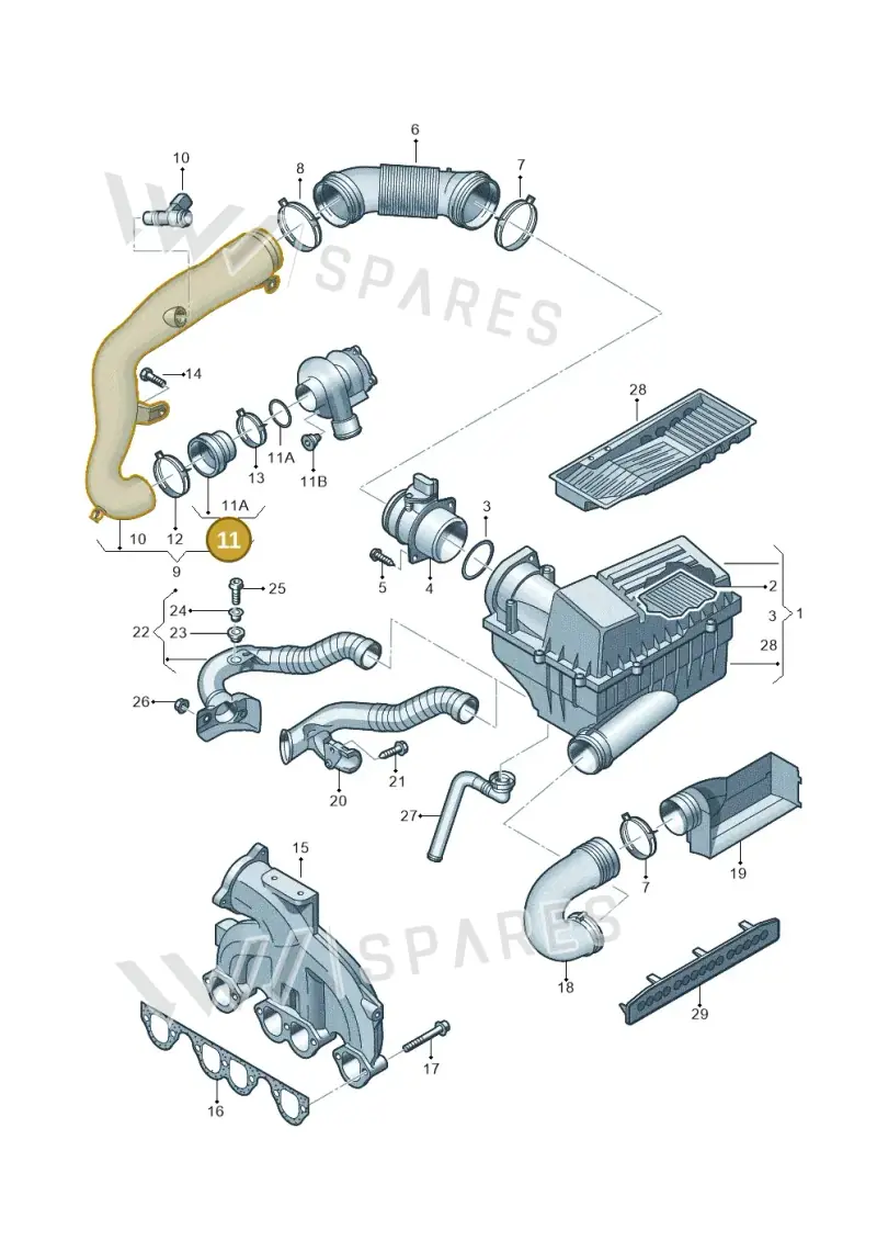 1K0129627B — Volkswagen Passat estate (2008-2011) diagram 656129300, position 11
