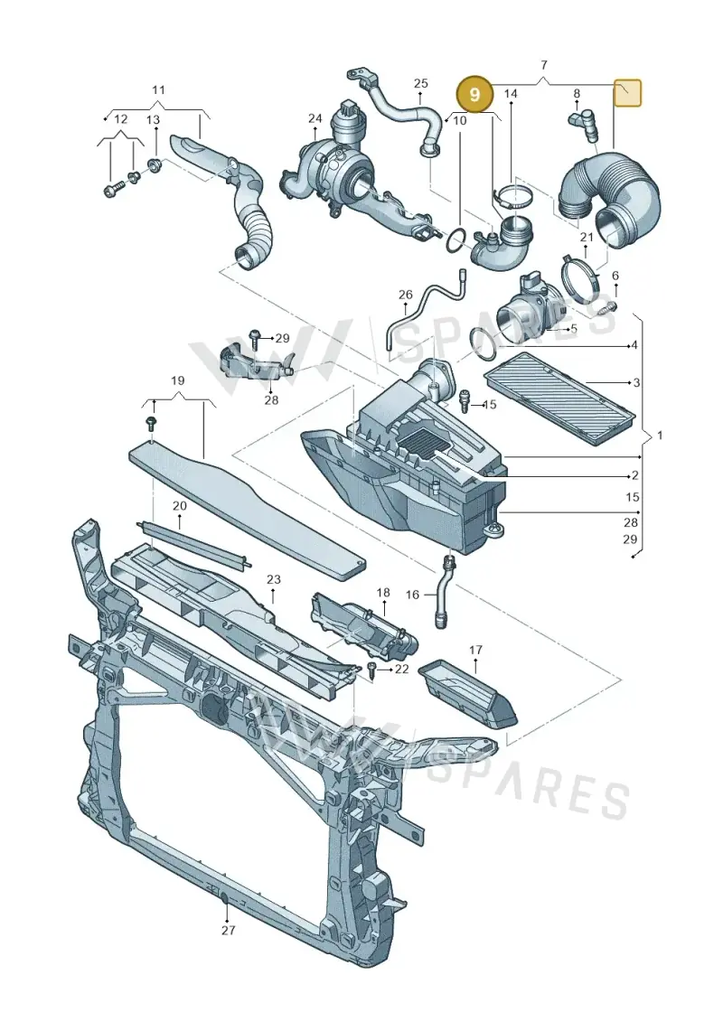 1K0129635E — Volkswagen Sharan BlueMotion (2015-2022) diagram 863129400, position 9