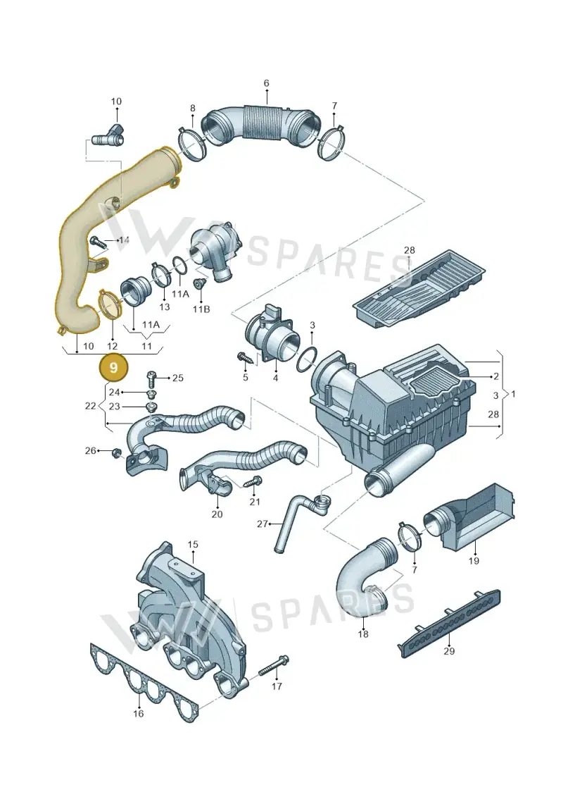1K0129654AD — Volkswagen Passat estate (2008-2011) diagram 656129300, position 9