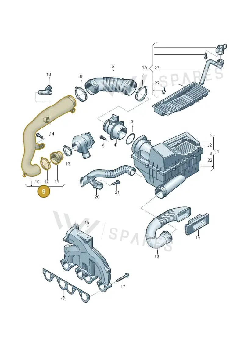 1K0129654AG — Volkswagen TOURAN (2003-2005) diagram 409129300, position 9