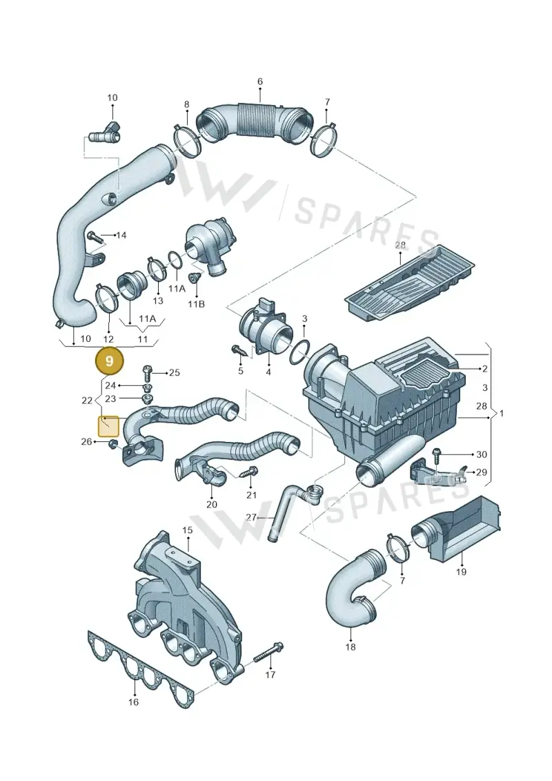 1K0129654AG — Volkswagen Touran 1.9 (2008-2010) diagram 460129030, position 9