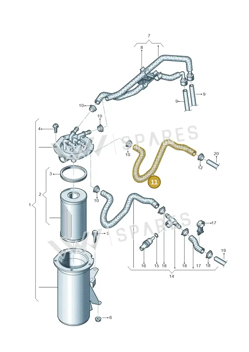 1K0130307BB — Volkswagen Caddy Maxi Kombi (2010-2015) diagram 694127100, position 11