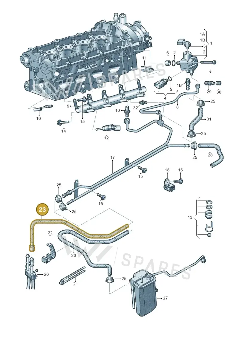 1K0133986BA — Volkswagen Golf (2011-2013) diagram 412133460, position 23
