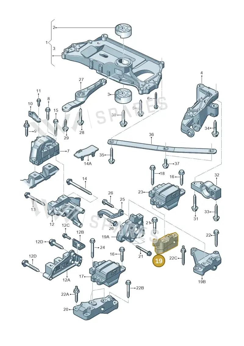 1K0199117CE — Volkswagen Golf Cabriolet (2011-2016) diagram 718199200, position 19