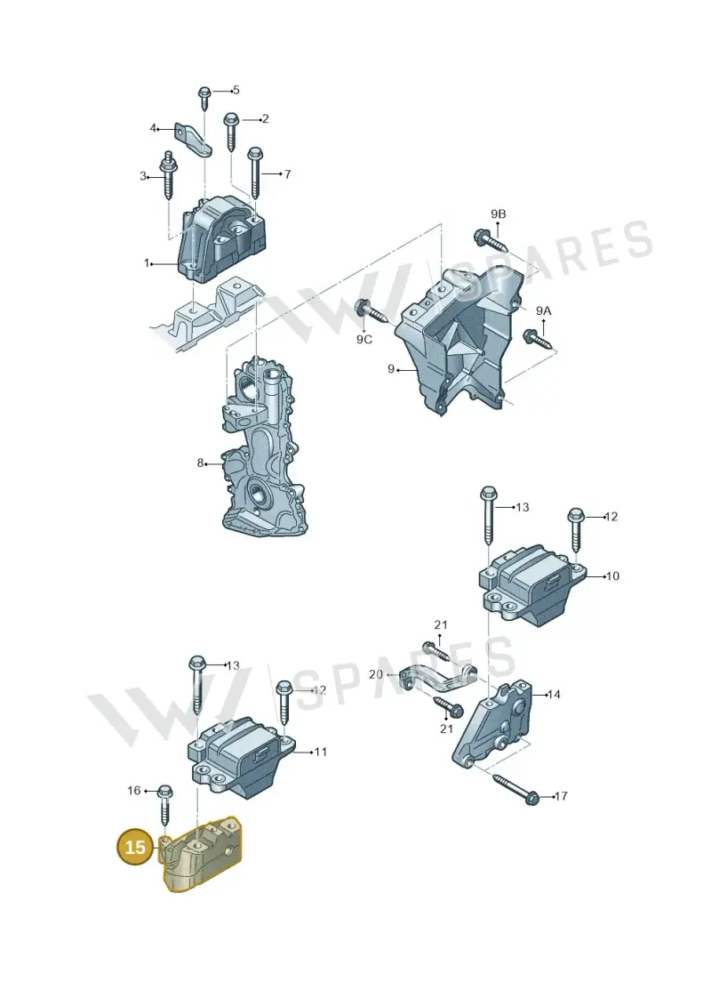1K0199117CE — Volkswagen Scirocco 2.0 (2014-2017) diagram 786199200, position 15