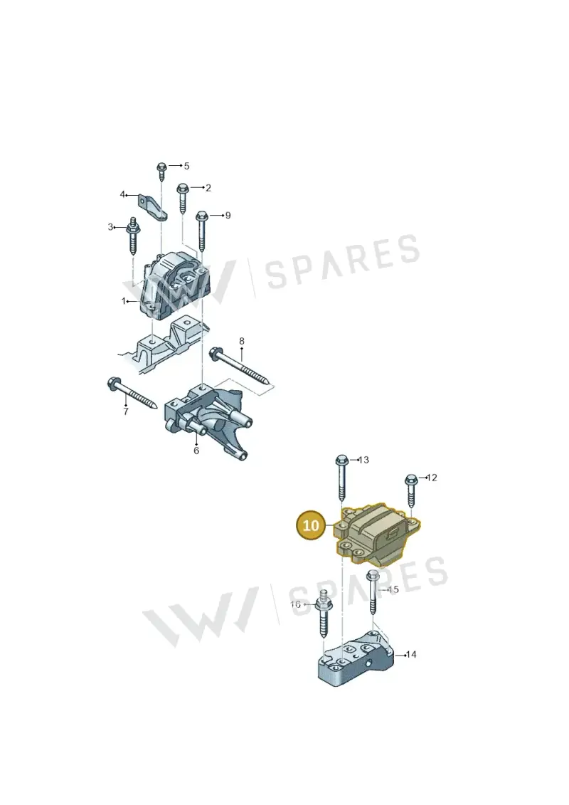1K0199555Q — Volkswagen Scirocco 2.0 (2014-2017) diagram 786199700, position 10