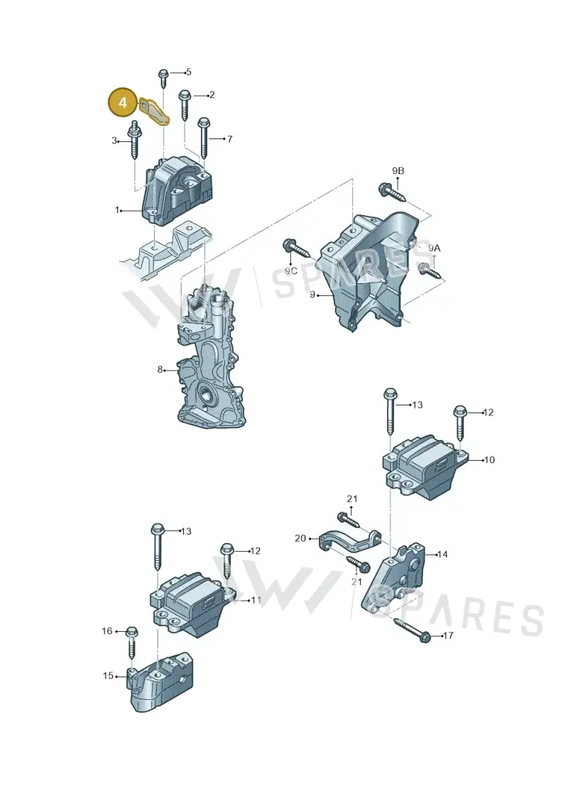 1K0199588 — Volkswagen Scirocco 2.0 (2014-2017) diagram 786199200, position 4