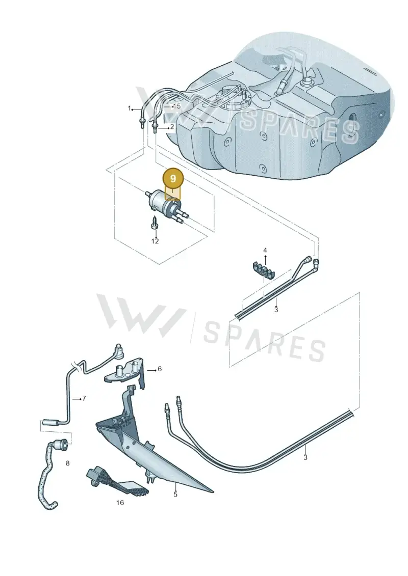1K0201051L — Volkswagen Jetta (2014-2017) diagram 625201400, position 9