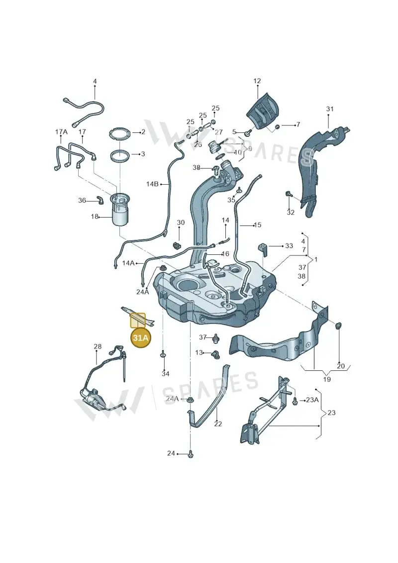 1K0201308L — Volkswagen Jetta (2014-2017) diagram 692201050, position 31A