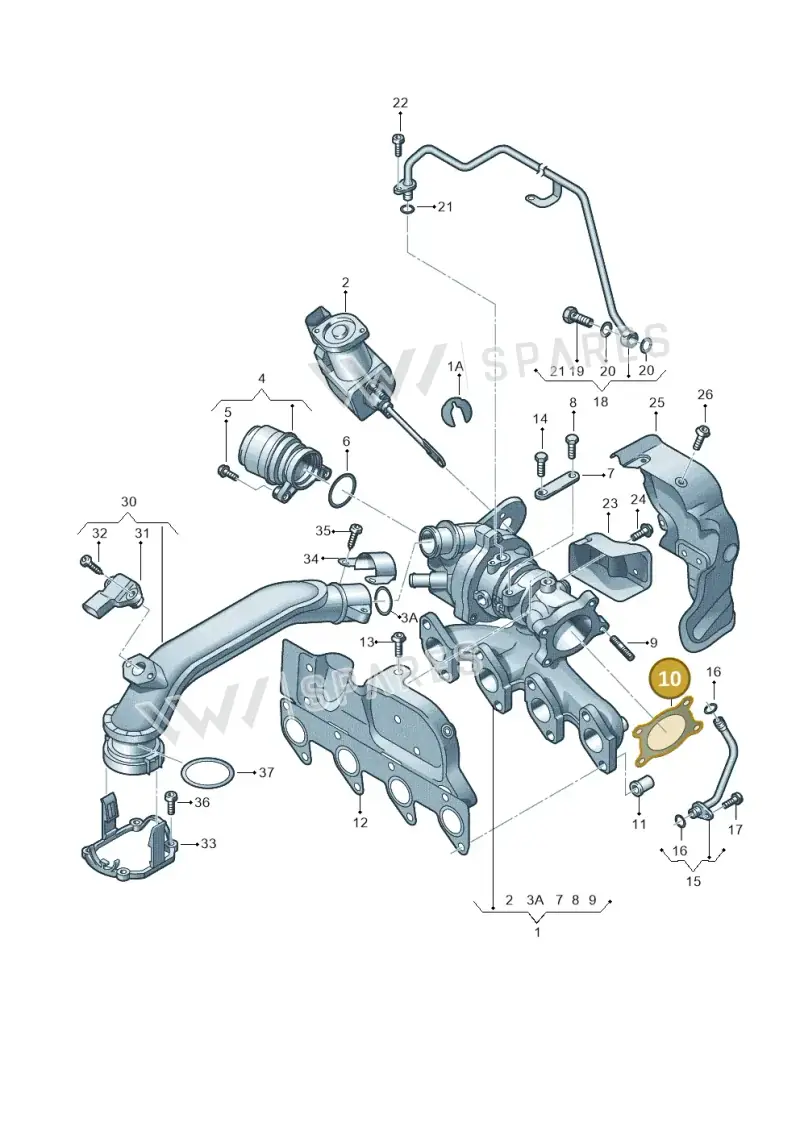 1K0253115AF — Volkswagen Golf Cabriolet (2011-2016) diagram 729145500, position 10
