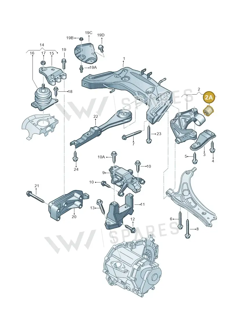 1K0407183E — Volkswagen Polo (2011-2014) diagram 253199200, position 2A