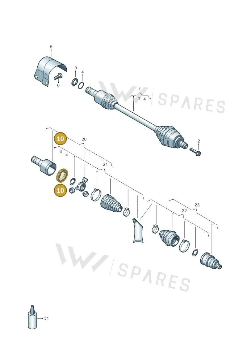 1K0407413A — Volkswagen Tiguan 2.0 4Motion (2017-2024) diagram 855407560, position 10