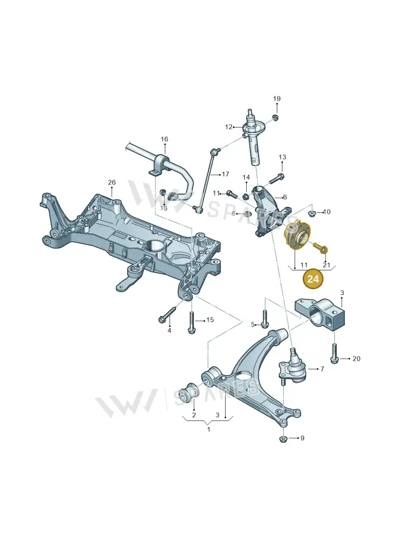 1K0407621F — Volkswagen Sharan BlueMotion (2015-2022) diagram 460407000, position 24