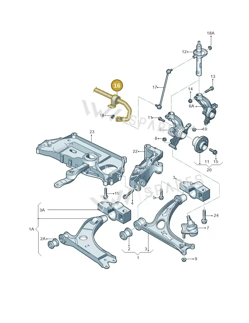 1K0411303BJ — Volkswagen Scirocco 2.0 (2014-2017) diagram 409407000, position 16