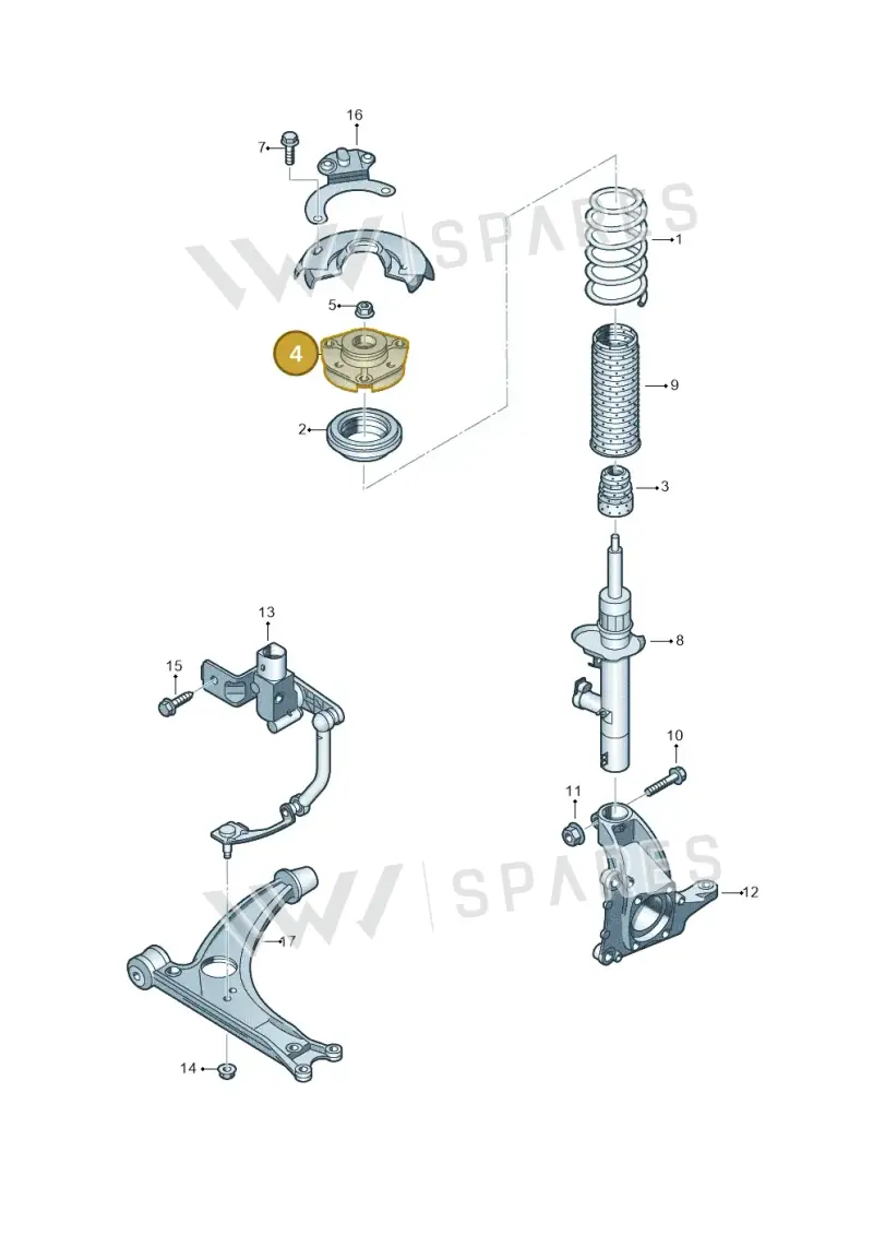 1K0412331E — Volkswagen Tiguan (2011-2018) diagram 645411100, position 4