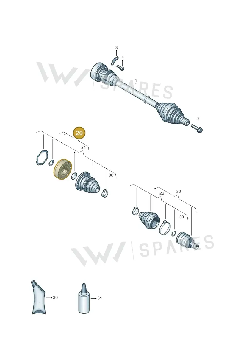 1K0498103 — Volkswagen T-Roc BlueMotion (2017-2024) diagram 786407200, position 20
