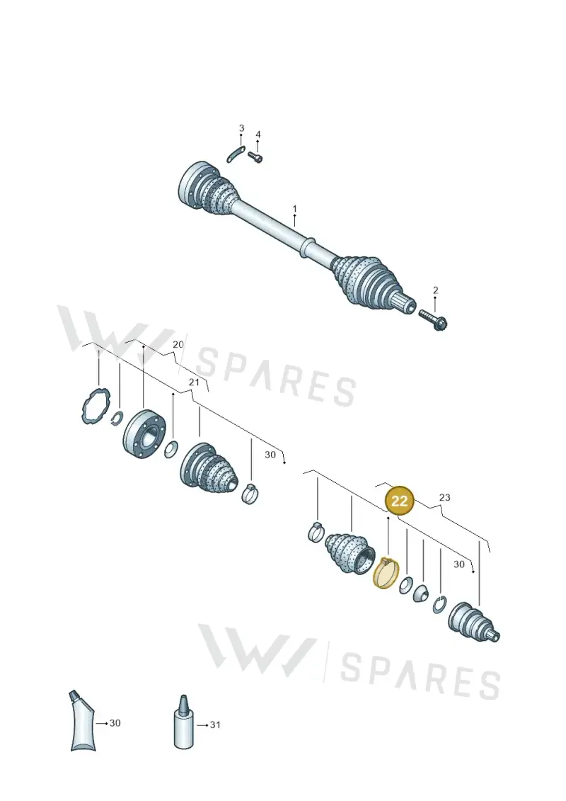 1K0498203 — Volkswagen Golf 2.0 (2016-2020) diagram 827407300, position 22
