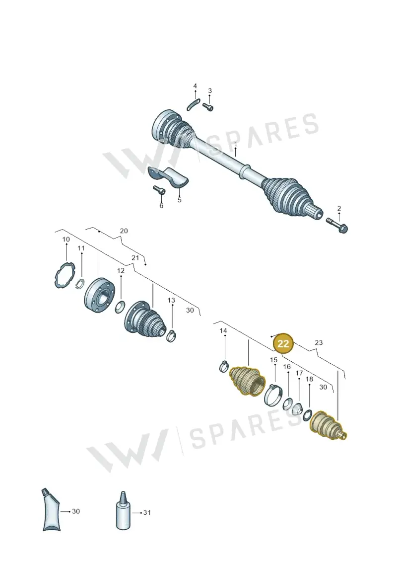 1K0498203A — Volkswagen Jetta 1.6 (2014-2018) diagram 460407200, position 22