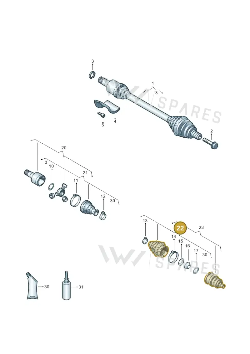 1K0498203A — Volkswagen Jetta 2.0 (2015-2015) diagram 460407500, position 22
