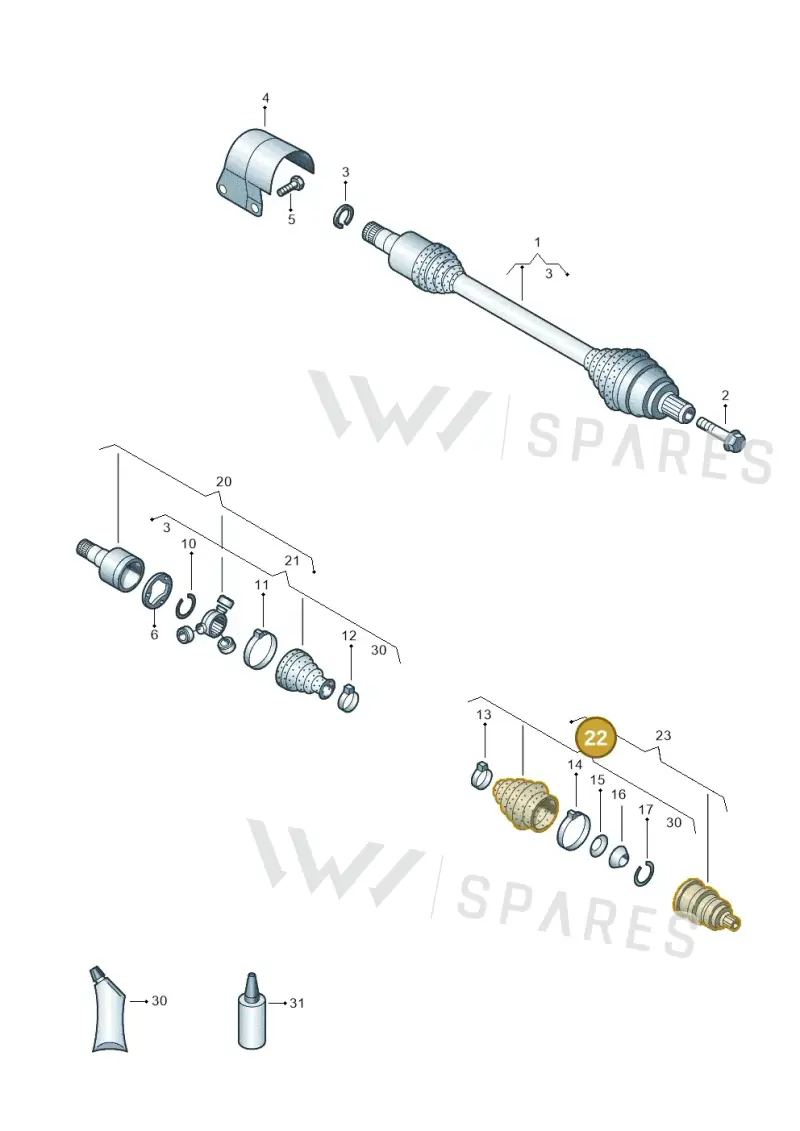 1K0498203A — Volkswagen Golf 1.4 BlueMotion (2014-2017) diagram 645407440, position 22