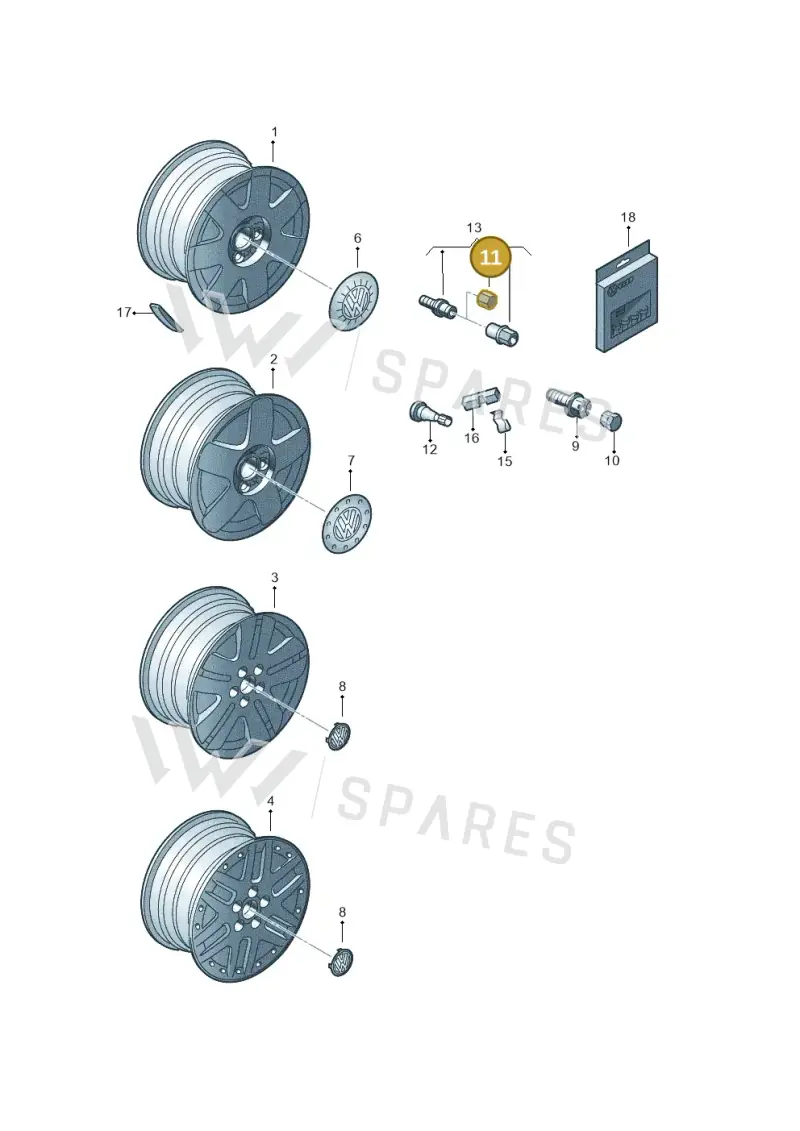 1K0601173A9B9 — Volkswagen FOX                  M.05> (2005-) diagram 253601500, position 11