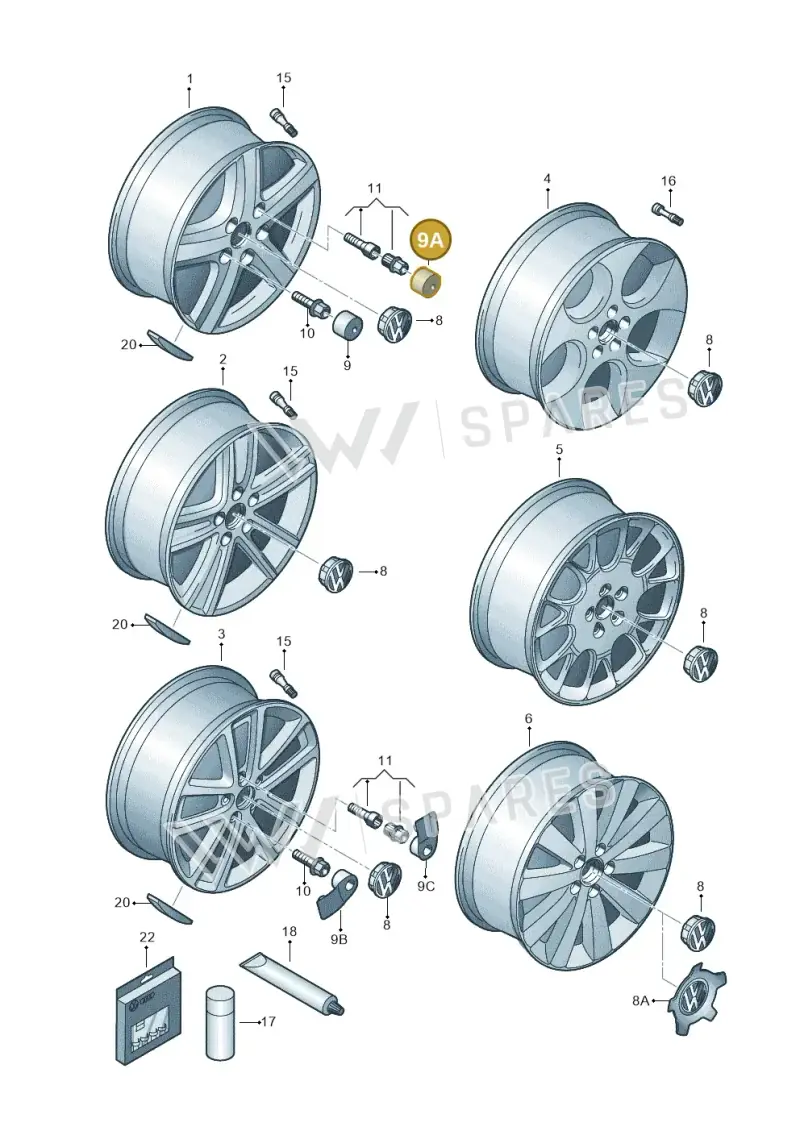 1K0601173A9B9 — Volkswagen GOLF PLUS              05> (2005-) diagram 474601800, position 9A