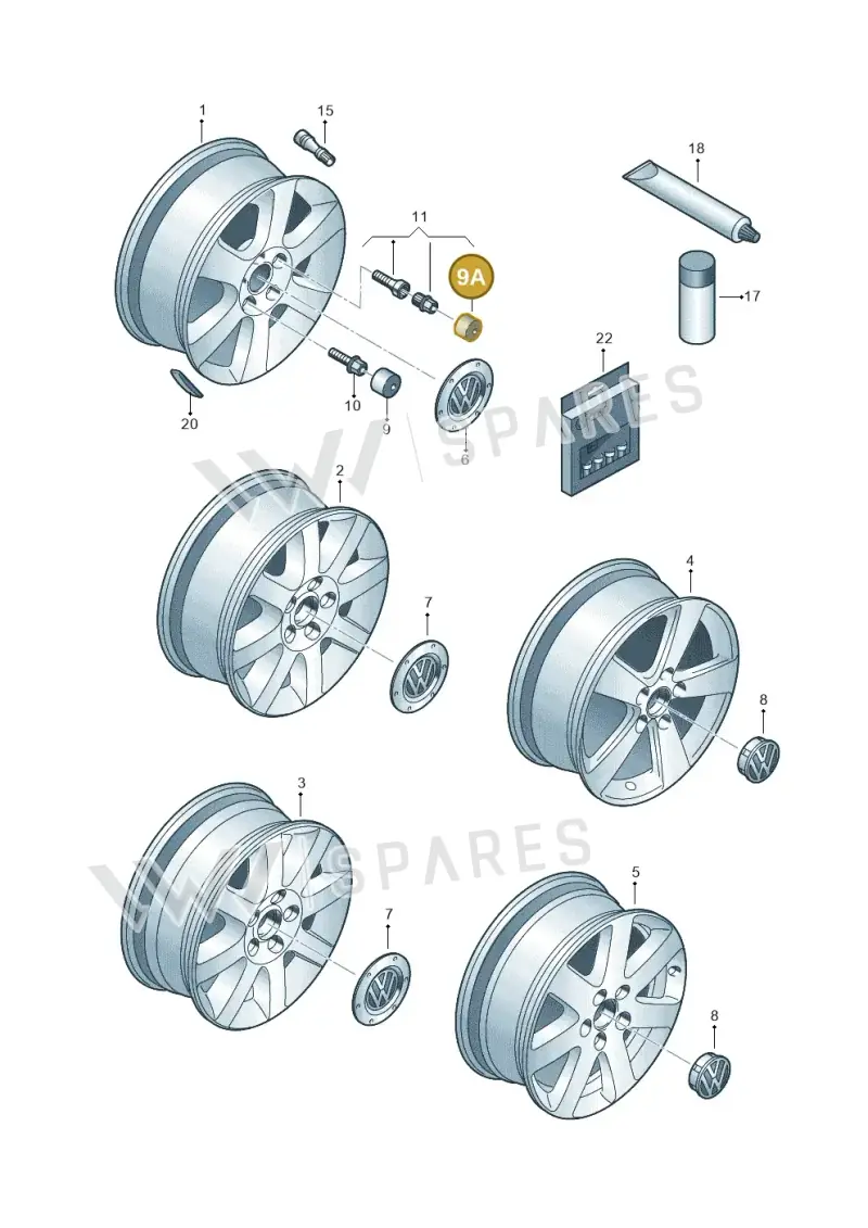 1K0601173A9B9 — Volkswagen GOLF PLUS              05> (2005-) diagram 477601550, position 9A