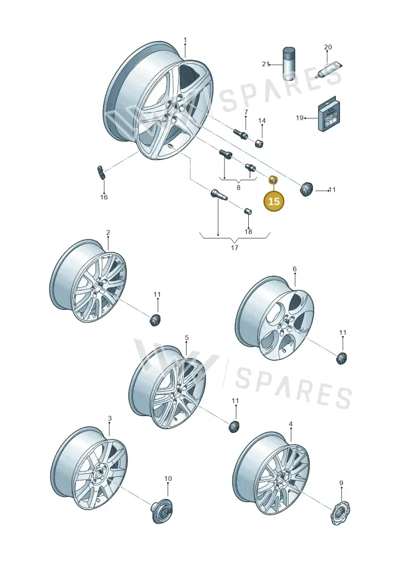 1K0601173A9B9 — Volkswagen JETTA                  06> (2005-) diagram 614601600, position 15
