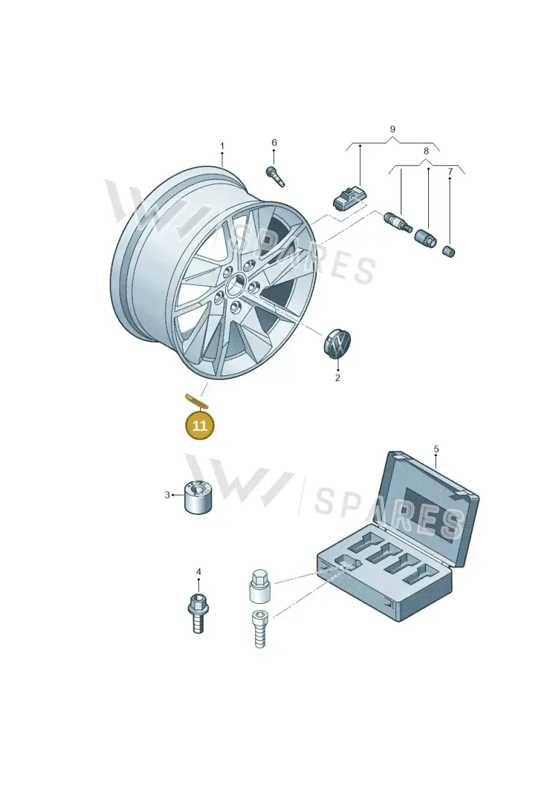 1K0601179E — Volkswagen Caddy Maxi Kombi (2020-2024) diagram 2ka601055, position 11