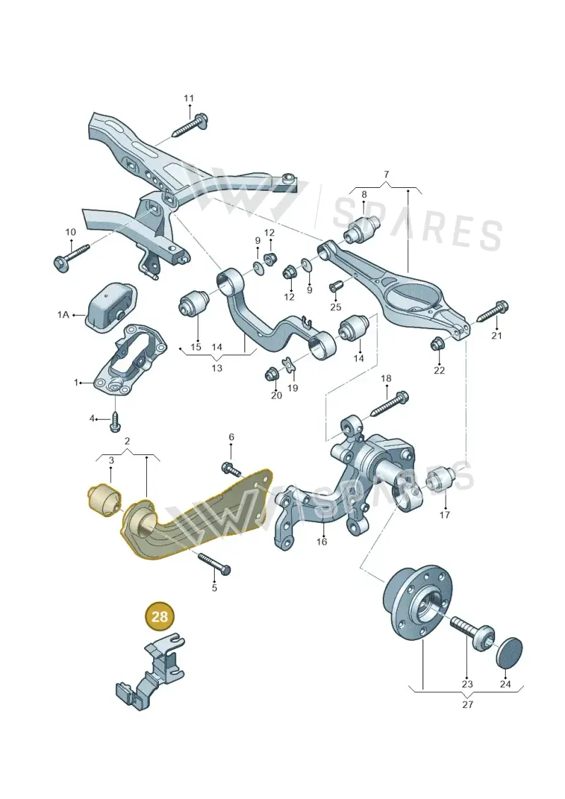 1K0614167 — Volkswagen Jetta 2.0 (2015-2015) diagram 649505050, position 28