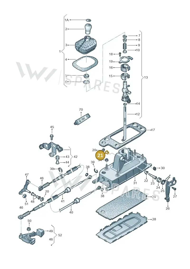 1K0711067A — Volkswagen Jetta (2013-2014) diagram 409711300, position 21