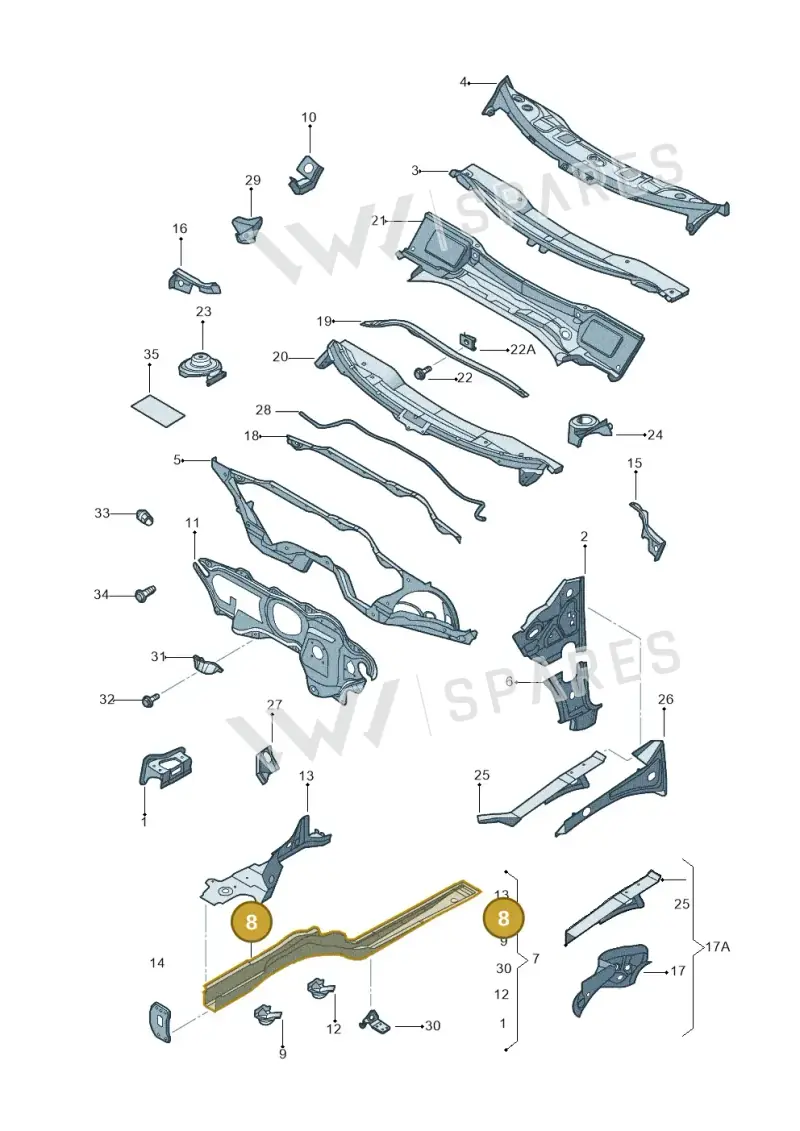 1K0803106D — Volkswagen Jetta variant (2009-2014) diagram 684803000, position 8