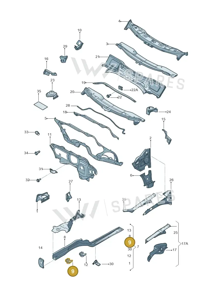 1K0803127 — Volkswagen Jetta variant (2009-2014) diagram 684803000, position 9