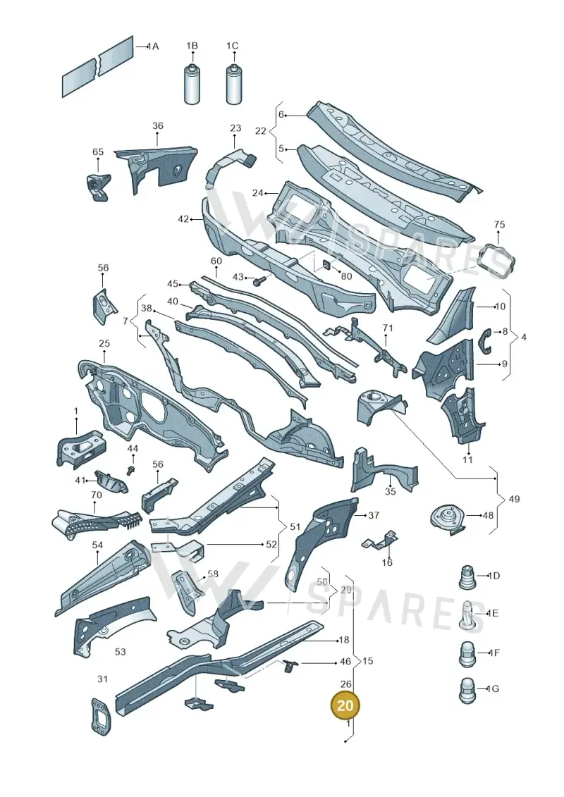 1K0803128 — Volkswagen Golf Cabriolet (2011-2016) diagram 409803000, position 20