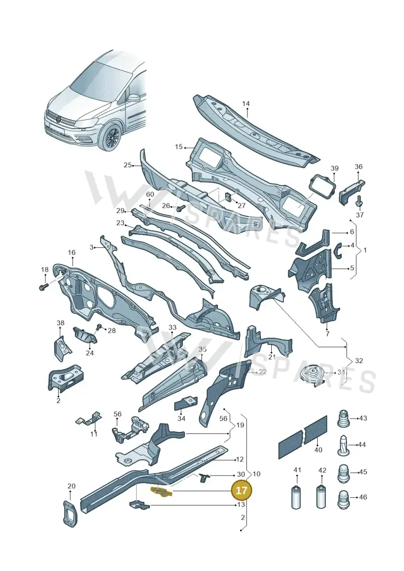 1K0804055A — Volkswagen Caddy kombi (2015-2020) diagram 866803000, position 17