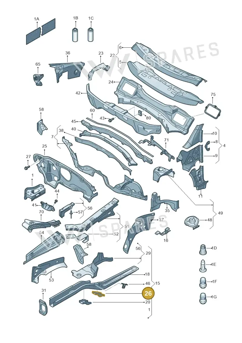 1K0804056 — Volkswagen Caddy Maxi Kombi (2010-2015) diagram 652803000, position 26