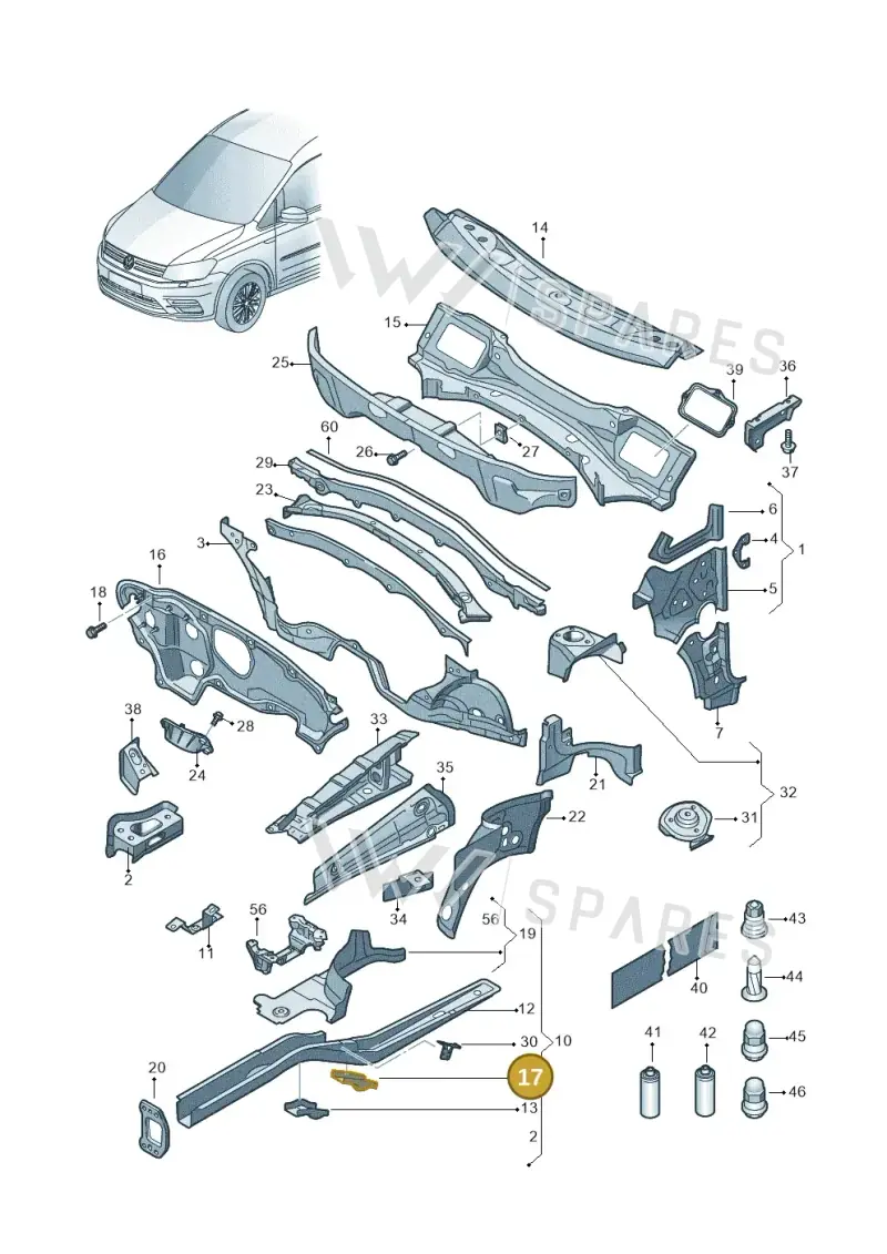 1K0804056 — Volkswagen Caddy kombi (2015-2020) diagram 866803000, position 17