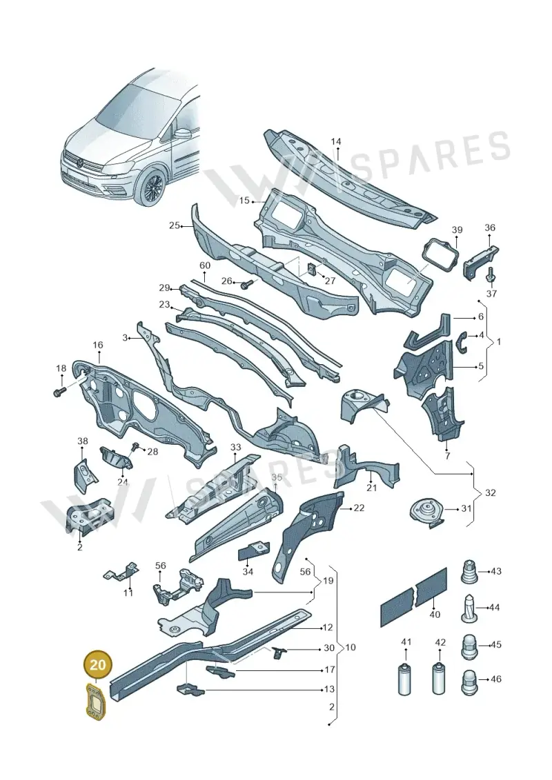 1K0804181B — Volkswagen Caddy kombi (2015-2020) diagram 866803000, position 20