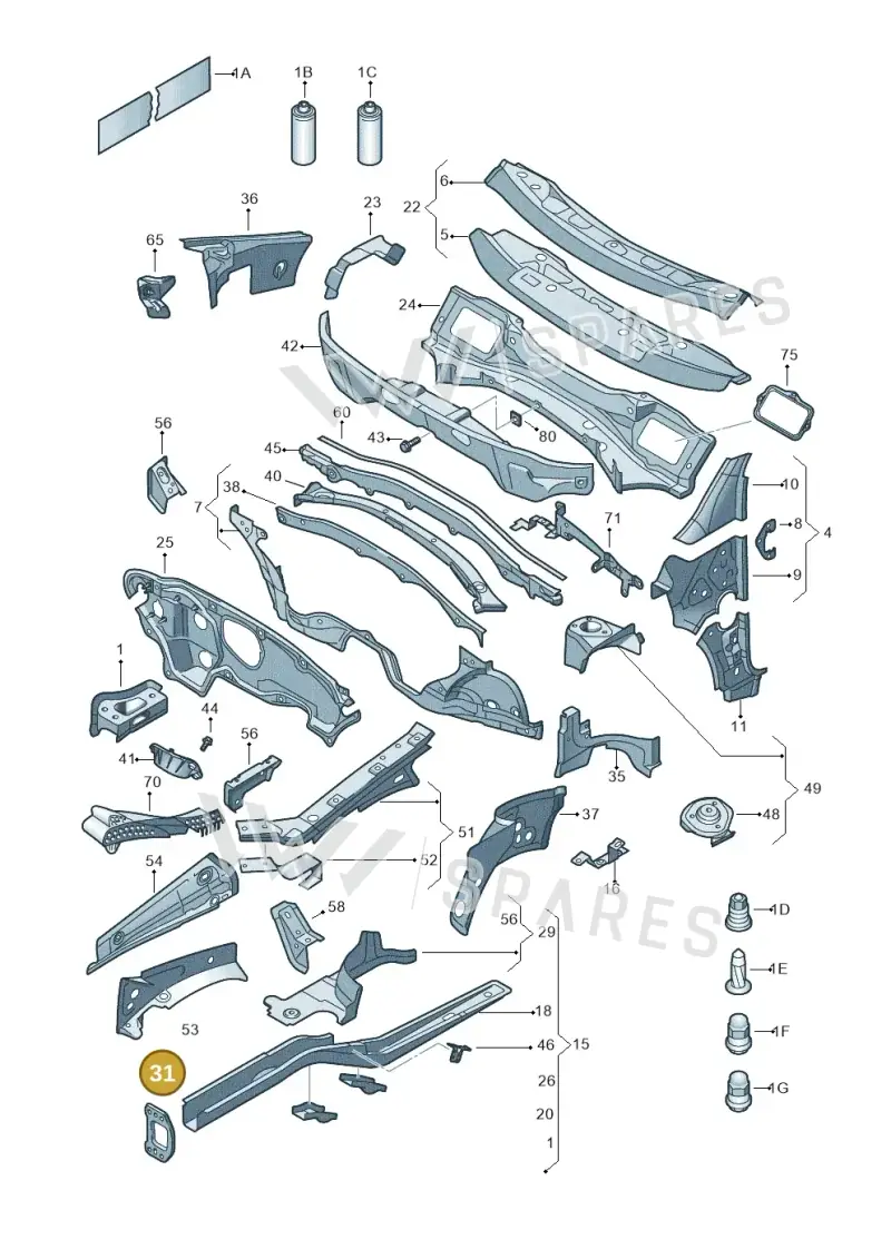 1K0804182B — Volkswagen Golf Cabriolet (2011-2016) diagram 409803000, position 31