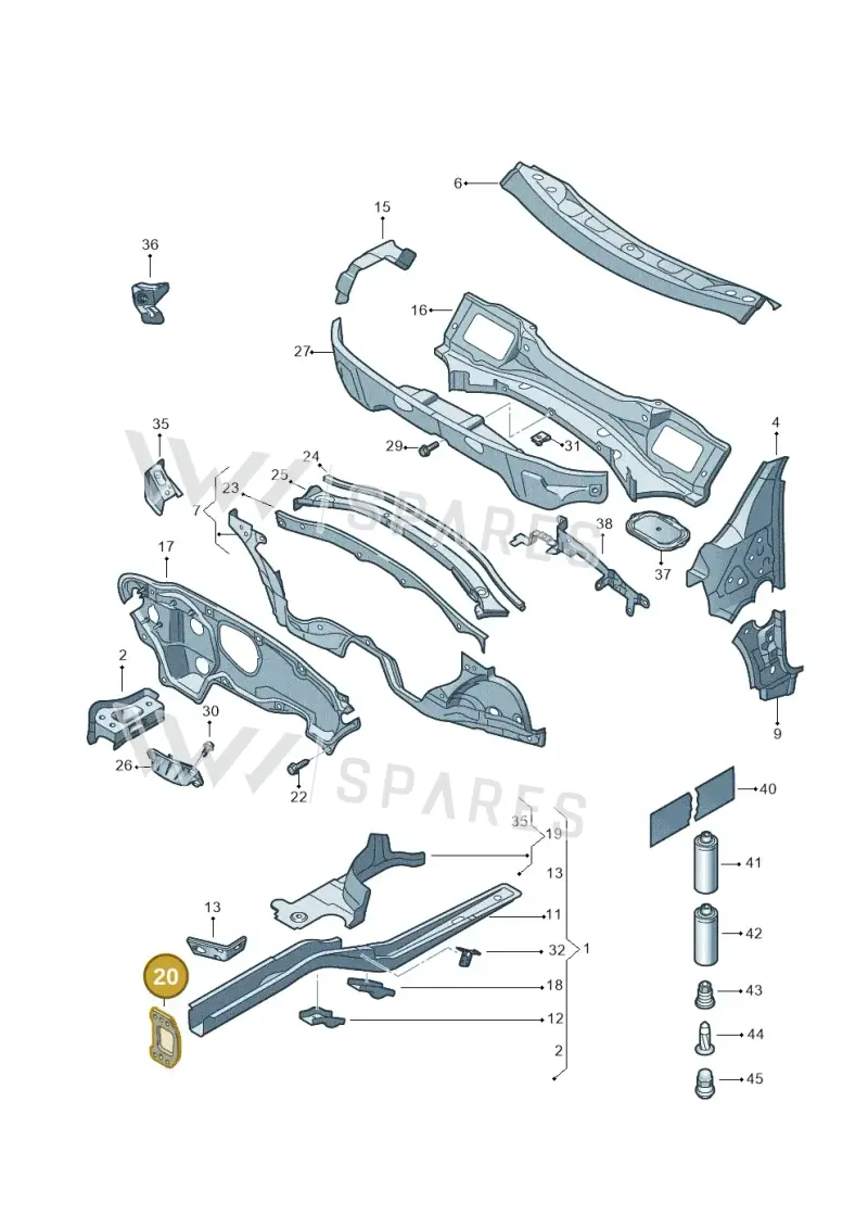 1K0804182B — Volkswagen Scirocco 2.0 (2014-2017) diagram 786803000, position 20