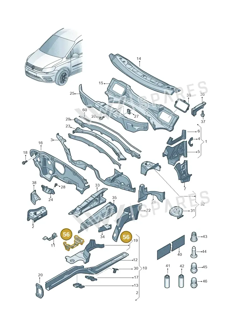 1K0810811 — Volkswagen Caddy kombi (2015-2020) diagram 866803000, position 56