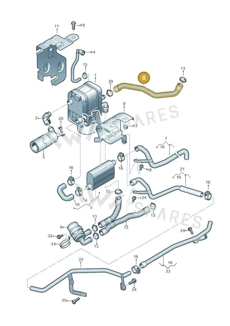 1K0819374A — Volkswagen Jetta (2014-2017) diagram 409819700, position 8