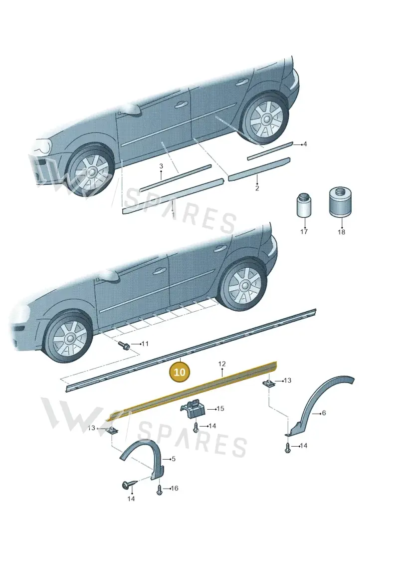 1K0853543 — Volkswagen Golf Plus (2011-2014) diagram 650853150, position 10