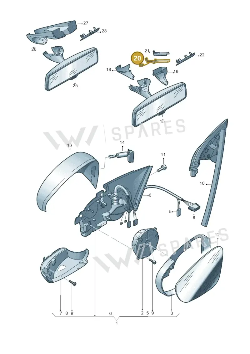 1K0857593A9B9 — Volkswagen Passat CC (2008-2012) diagram 645857400, position 20