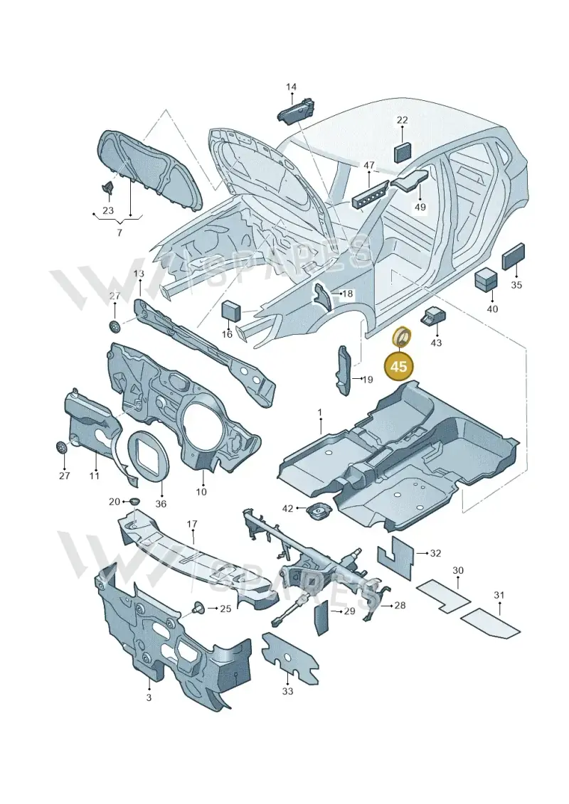 1K0864703A — Volkswagen Polo 1.4 BlueMotion (2014-2017) diagram 672863200, position 45