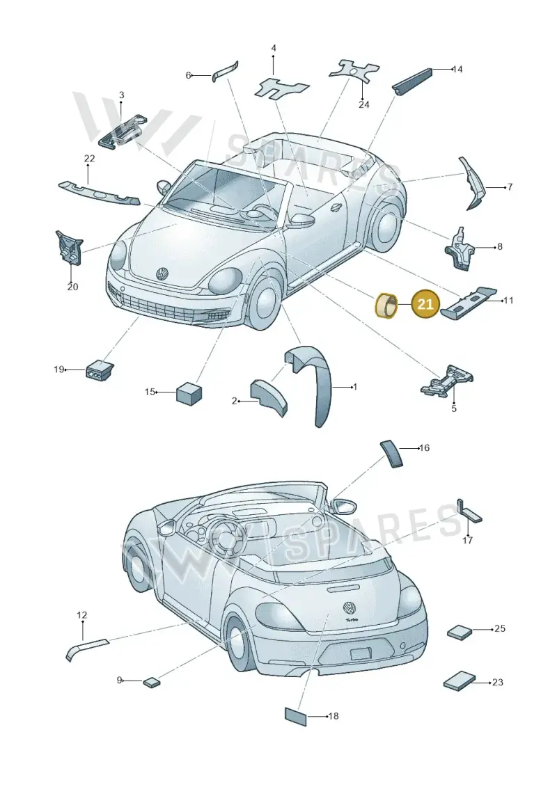 1K0864703A — Volkswagen New beetle cabriolet (2016-2019) diagram 716864000, position 21