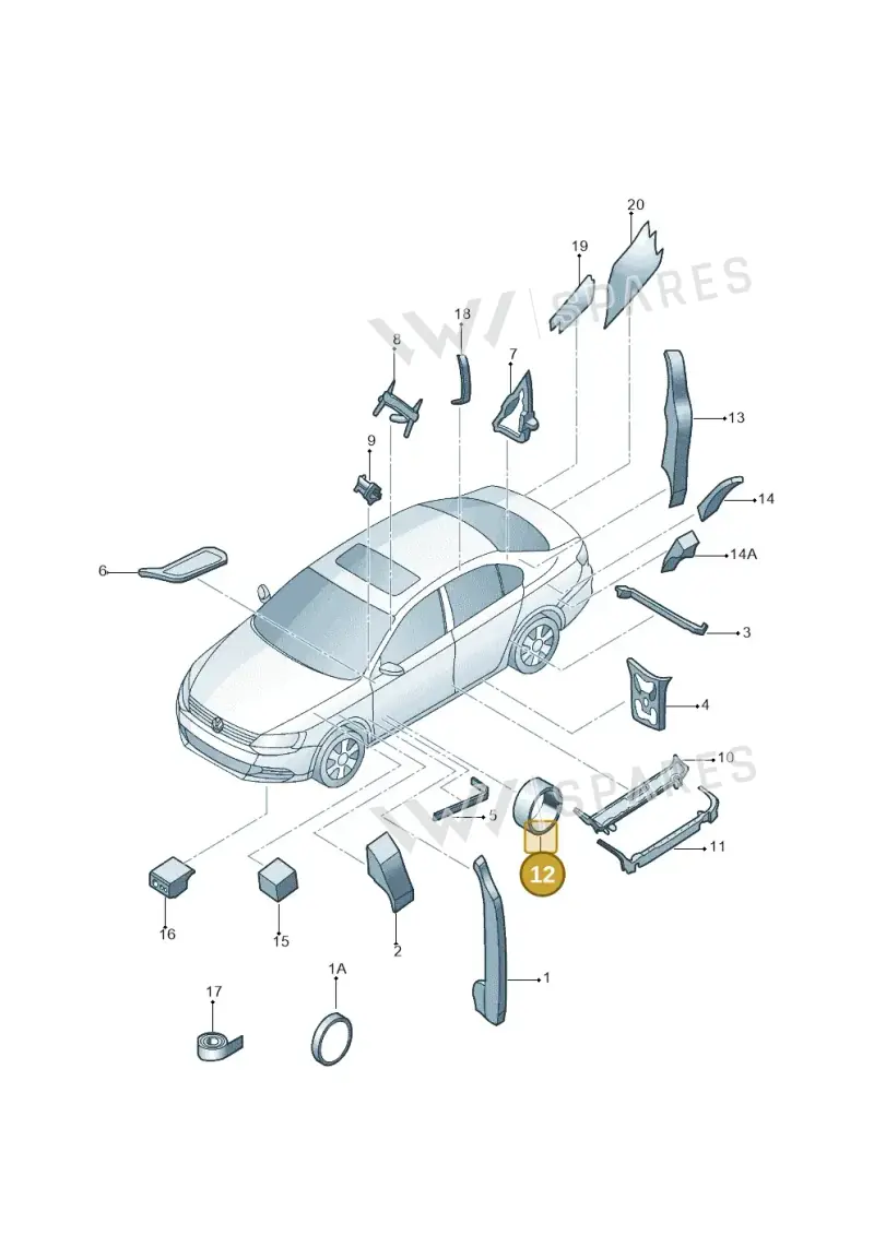 1K0864703A — Volkswagen Jetta (2014-2017) diagram 854864000, position 12